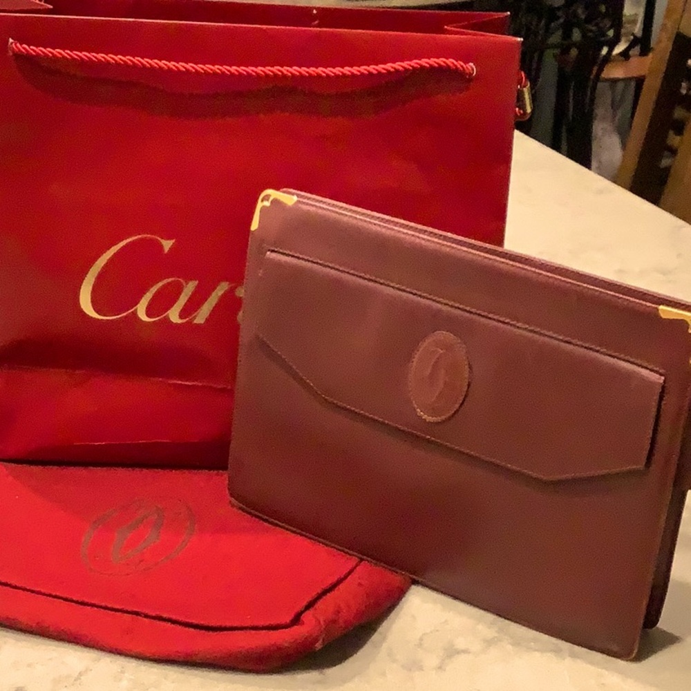 Cartier Clutch Burgundy, Authentic, Vintage